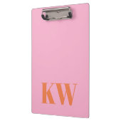 Moderne rosa-orange Monogramm-Initialen personalis Klemmbrett (Links)
