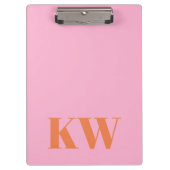Moderne rosa-orange Monogramm-Initialen personalis Klemmbrett (Vorderseite)