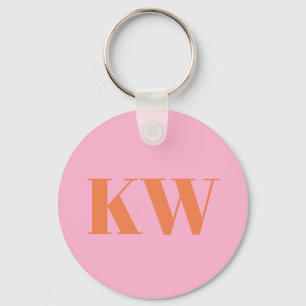 Moderne rosa-orange Monogramm-Initialen personalis Schlüsselanhänger