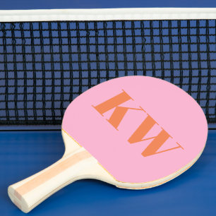 Moderne rosa-orange Monogramm-Initialen personalis Tischtennis Schläger