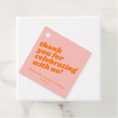 Moderne rosa Orange Retro Baby Dusche Vielen Dank Geschenkanhänger (Beispiel)