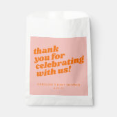 Moderne rosa Orange Retro Baby Dusche Vielen Dank Geschenktütchen (Vorderseite)