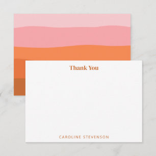 Moderne rosa orange Terrakotta-Kunst Streifen Cust Dankeskarte