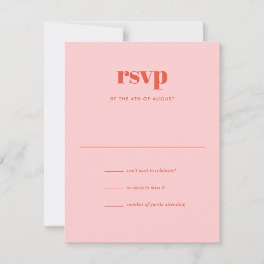Moderne rosa Orange Trendy Mix Match Wedding RSVP Karte (Vorderseite)