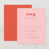 Moderne rosa Orange Trendy Mix Match Wedding RSVP Karte (Vorne/Hinten)