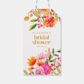Moderne rosa-orange Wasserfarbe Blumen-Brautparty Geschenkanhänger (Rückseite)