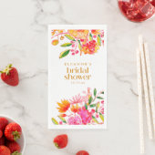 Moderne rosa-orange Wasserfarben-Blumen-Braut-Show Serviette (Beispiel)