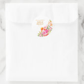 Moderne rosa-orange Wasserfarben-Blumen-Brautdusch Runder Aufkleber (Tasche)