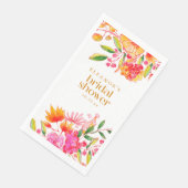 Moderne rosa-orange Wasserfarben-Blumen-Brautdusch Serviette (Ecke)
