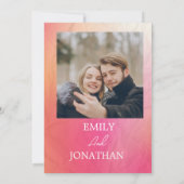 Moderne rosa-orangefarbene Aquarell-Typografie Save The Date (Rückseite)