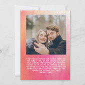 Moderne rosa-orangefarbene Aquarell-Typografie THA Einladung (Rückseite)