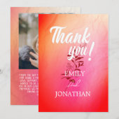 Moderne rosa-orangefarbene Aquarell-Typografie THA Einladung (Vorne/Hinten)