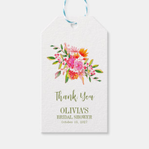 Moderne rosa-orangefarbene Blumen Brausebad indivi Geschenkanhänger
