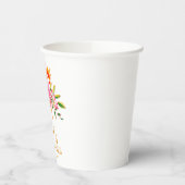 Moderne rosa orangefarbene Blütendusche Pappbecher (Links)