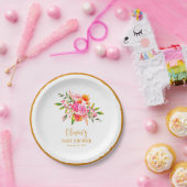 Moderne rosa orangefarbene Blütendusche Pappteller (Party)