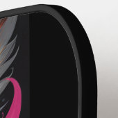 Moderne rosa Orangefarbene Flammen Mit Monogramm Pickleball Schläger (Linke Seite)