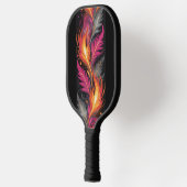 Moderne rosa Orangefarbene Flammen Mit Monogramm Pickleball Schläger (Links)