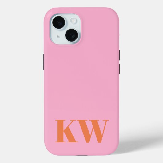 Moderne rosa orangefarbene Monogramm-Initialen Per Case-Mate iPhone Hülle (Rückseite)