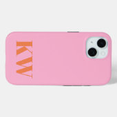 Moderne rosa orangefarbene Monogramm-Initialen Per Case-Mate iPhone Hülle (Rückseite (Horizontal))