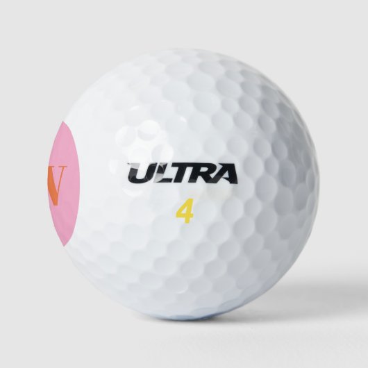 Moderne rosa orangefarbene Monogramm-Initialen Per Golfball (Logo)