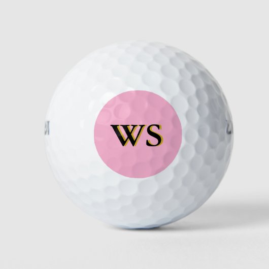 Moderne rosa orangefarbene Monogramm-Initialen Per Golfball (Vorderseite)