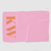 Moderne rosa orangefarbene Monogramm-Initialen Per Golfhandtuch (Horizontal)