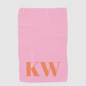 Moderne rosa orangefarbene Monogramm-Initialen Per Golfhandtuch (Vorderseite)