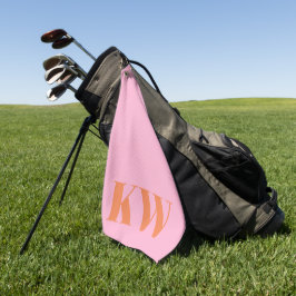 Moderne rosa orangefarbene Monogramm-Initialen Per Golfhandtuch