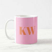 Moderne rosa orangefarbene Monogramm-Initialen Per