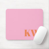 Moderne rosa orangefarbene Monogramm-Initialen Per Mousepad (Mit Mouse)