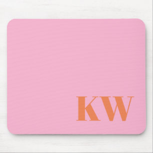 Moderne rosa orangefarbene Monogramm-Initialen Per Mousepad