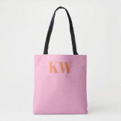 Moderne rosa orangefarbene Monogramm-Initialen Per Tasche (Vorderseite)