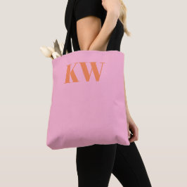 Moderne rosa orangefarbene Monogramm-Initialen Per Tasche