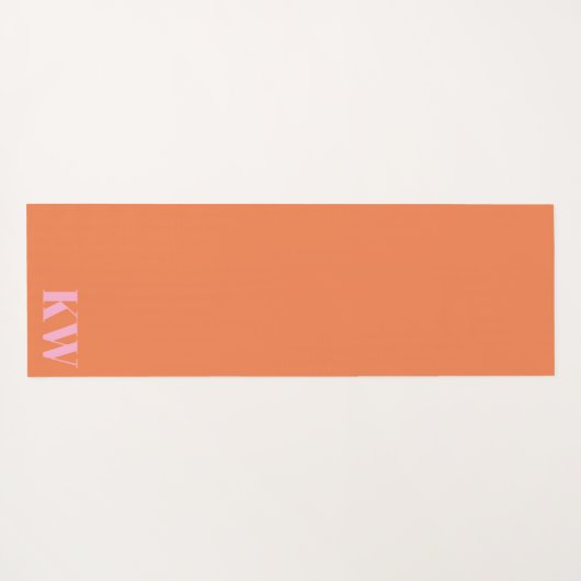 Moderne rosa orangefarbene Monogramm-Initialen Per Yogamatte (Rückseite (Horizontal))