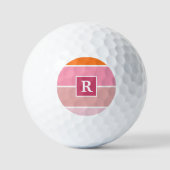 Moderne rosa Orangenstreifen personalisiert Golfball (Vorderseite)