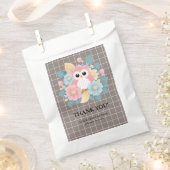 Moderne rosa Owl Blütendusche & Grid Baby Dusche Geschenktütchen (Ausgeschnitten)