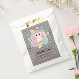 Moderne rosa Owl Blütendusche & Grid Baby Dusche Geschenktütchen