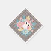 Moderne rosa Owl Blütendusche & Grid Baby Dusche Serviette (Ecke)