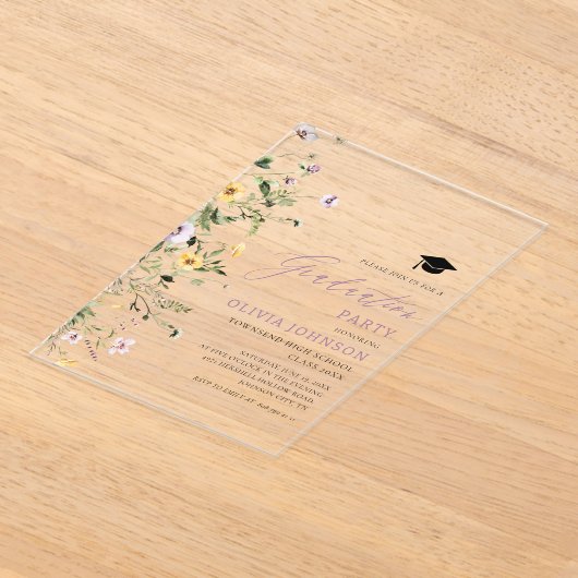 Moderne rosa Partei für den Abschluss Lila Wildblu Acryleinladungen (Ablage )