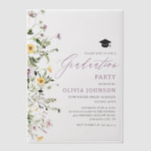 Moderne rosa Partei für den Abschluss Lila Wildblu Pergament Einladungen (Vorderseite)