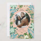 Moderne rosa Pastelle Floral Frohe Weihnachten Fot (Vorderseite)