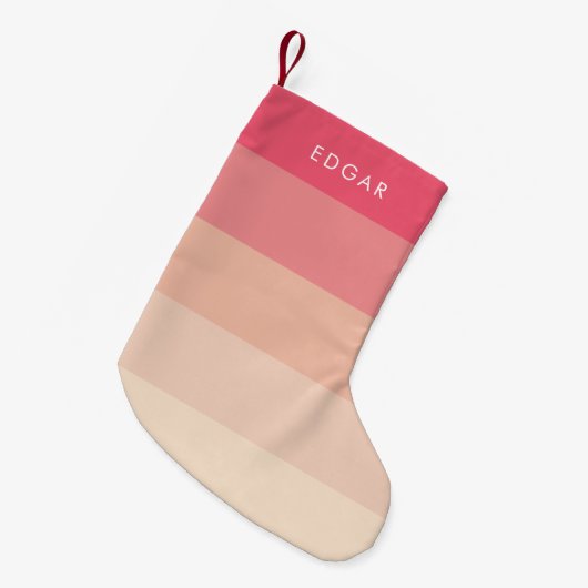 Moderne rosa Pastellstreifen Kleiner Weihnachtsstrumpf (Vorderansicht (hängend))