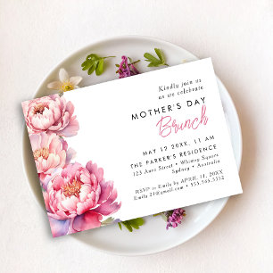 Moderne rosa Peones Blumenmütter tagbrunch Einladung
