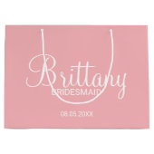 Moderne rosa Personalisierte Bridesmaier Große Geschenktüte (Vorderseite)