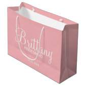 Moderne rosa Personalisierte Bridesmaier Große Geschenktüte (Vorderseite Schrägansicht)