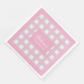 Moderne rosa personalisierte Karo-Napkins Serviette (Ecke)