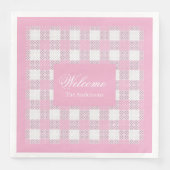 Moderne rosa personalisierte Karo-Napkins Serviette (Vorderseite)