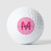 Moderne rosa personalisierte Monogramme Golfball (Vorderseite)