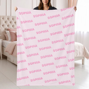 Moderne rosa personalisierte wiederholende Namensm Fleecedecke