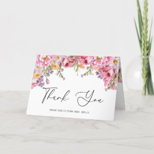 Moderne rosa Pfingstrosen Floral Brautparty Dankeskarte
